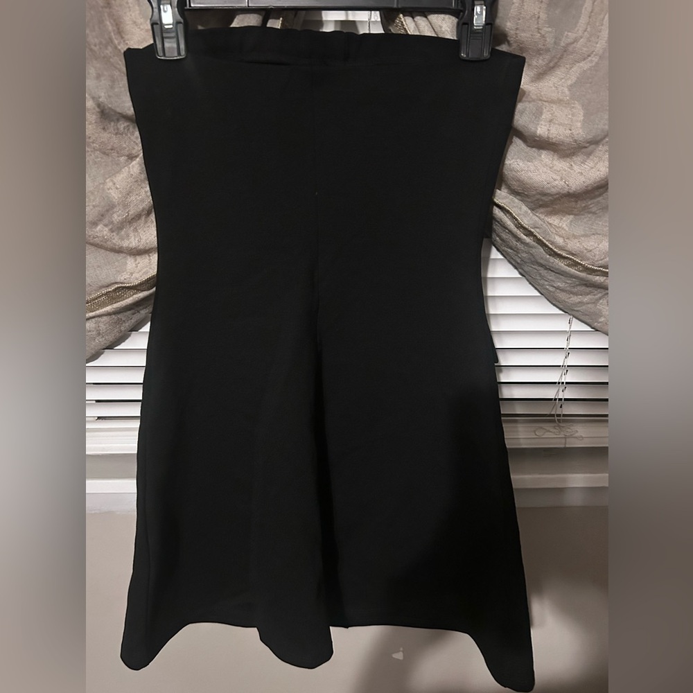 Kali Fashion Black Strapless Mini Dress with Gold Buttons - Picture 2 of 3